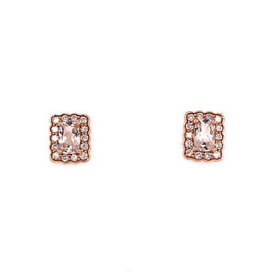 Beautiful 14k Rose Gold Morganite & Diamond Earrings 425-691