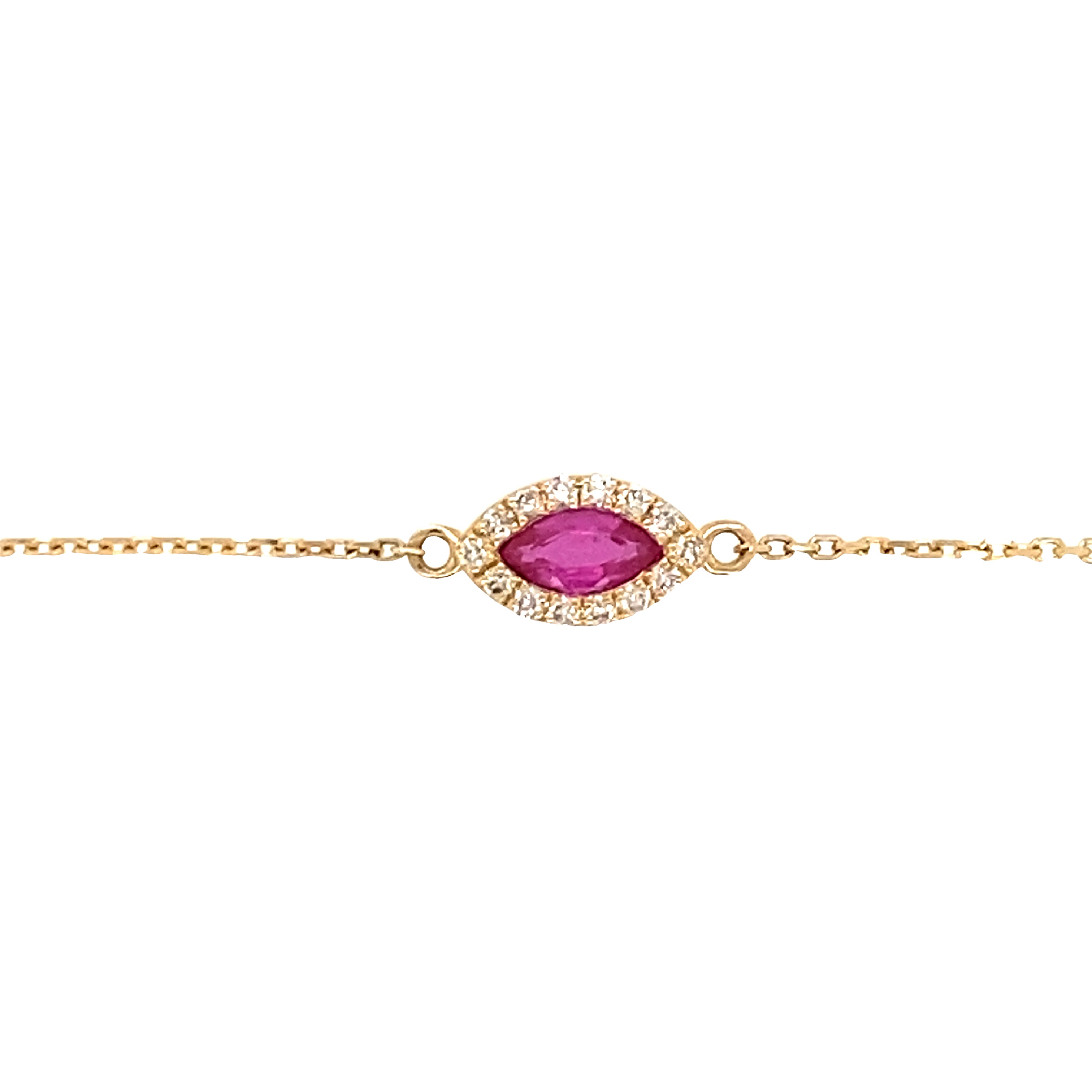 Cute 14k Yellow Gold Ruby and Diamond Bracelet 240-93