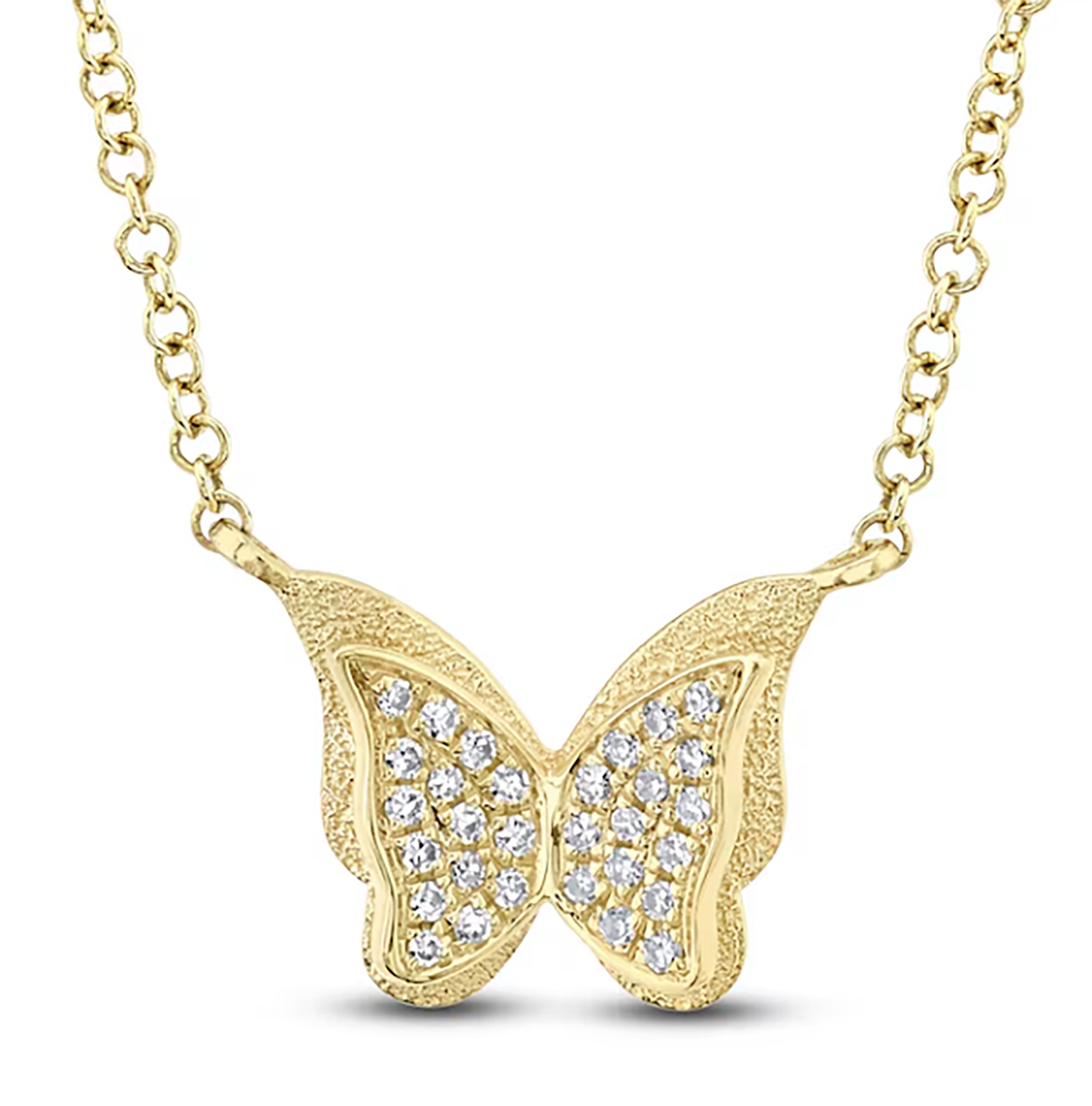 14K 3D Diamond Butterfly Necklace 160-1269
