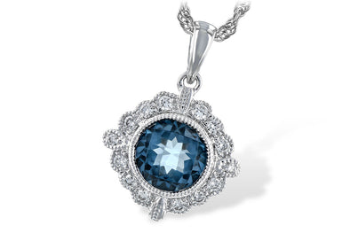 Elegant London Blue Topaz & Diamond Necklace 230-664