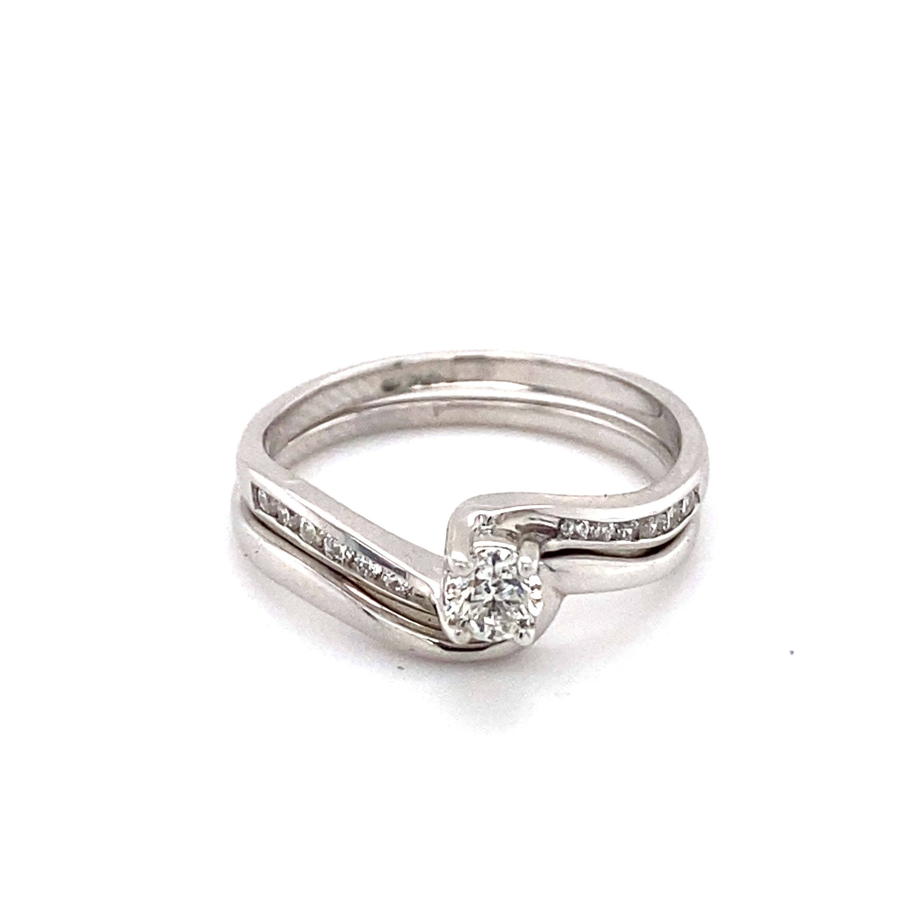 Elegant 14k White Gold Wedding Set 100-698