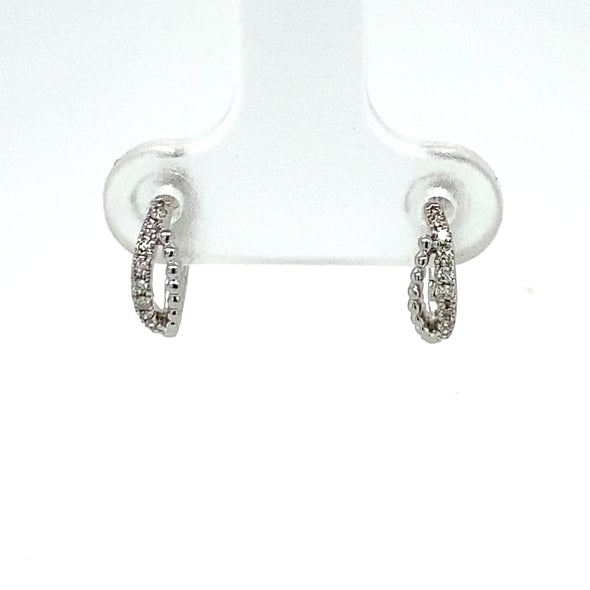 Cute 14k White Gold Huggie Diamond Earrings 150-1041