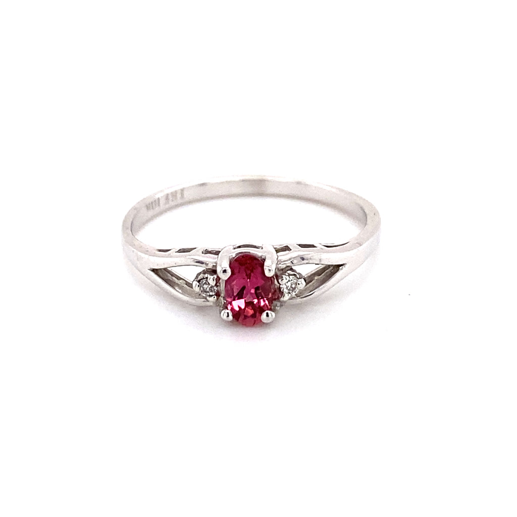 Cute 10k White Gold Pink Tourmaline Ring 200-1118