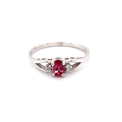 Cute 10k White Gold Pink Tourmaline Ring 200-1118