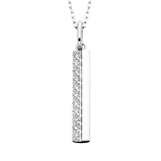 Stunning White Gold & Diamond Vertical Bar Necklace 160-1205