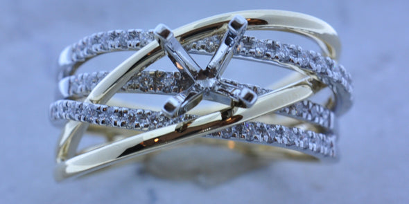 Nice 14k 2-tone Diamond Engagement Ring Semi Mount 140-715