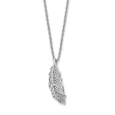 Sterling Silver & Diamond Leaf Necklace 653-228