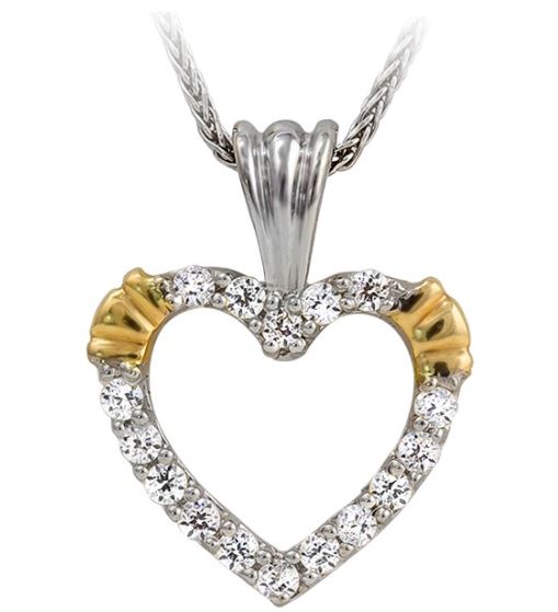 ladies 14k 2 tone diamond hear