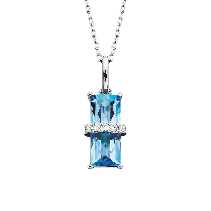 Stunning Blue Topaz & Diamond Necklace 230-694