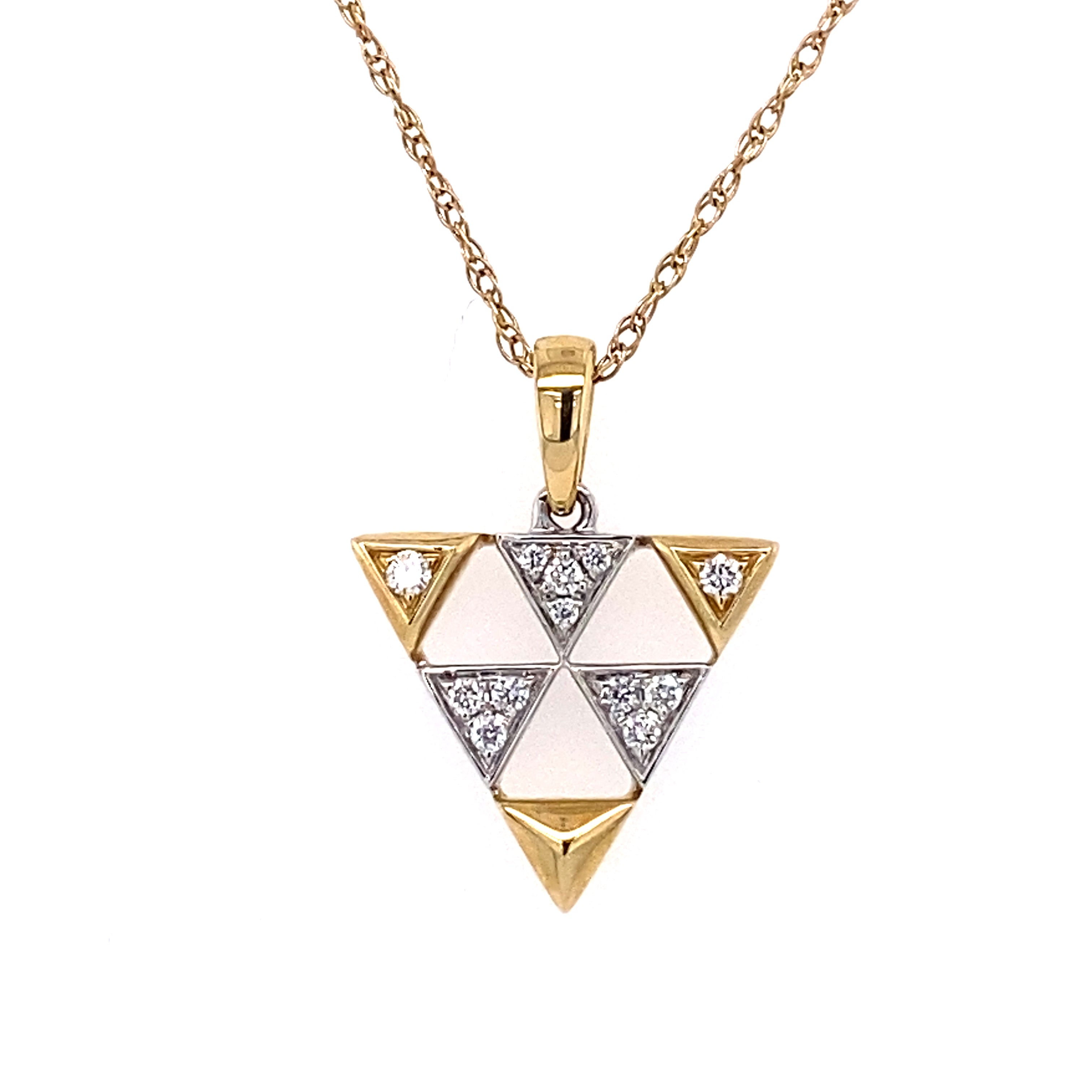 Geometric 14k 2-Tone Diamond Pendant 160-1133