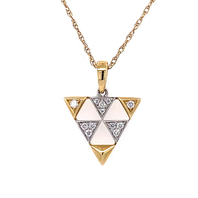 Geometric 14k 2-Tone Diamond Pendant 160-1133