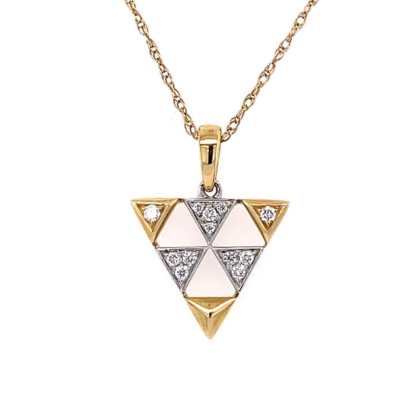 Geometric 14k 2-Tone Diamond Pendant 160-1133