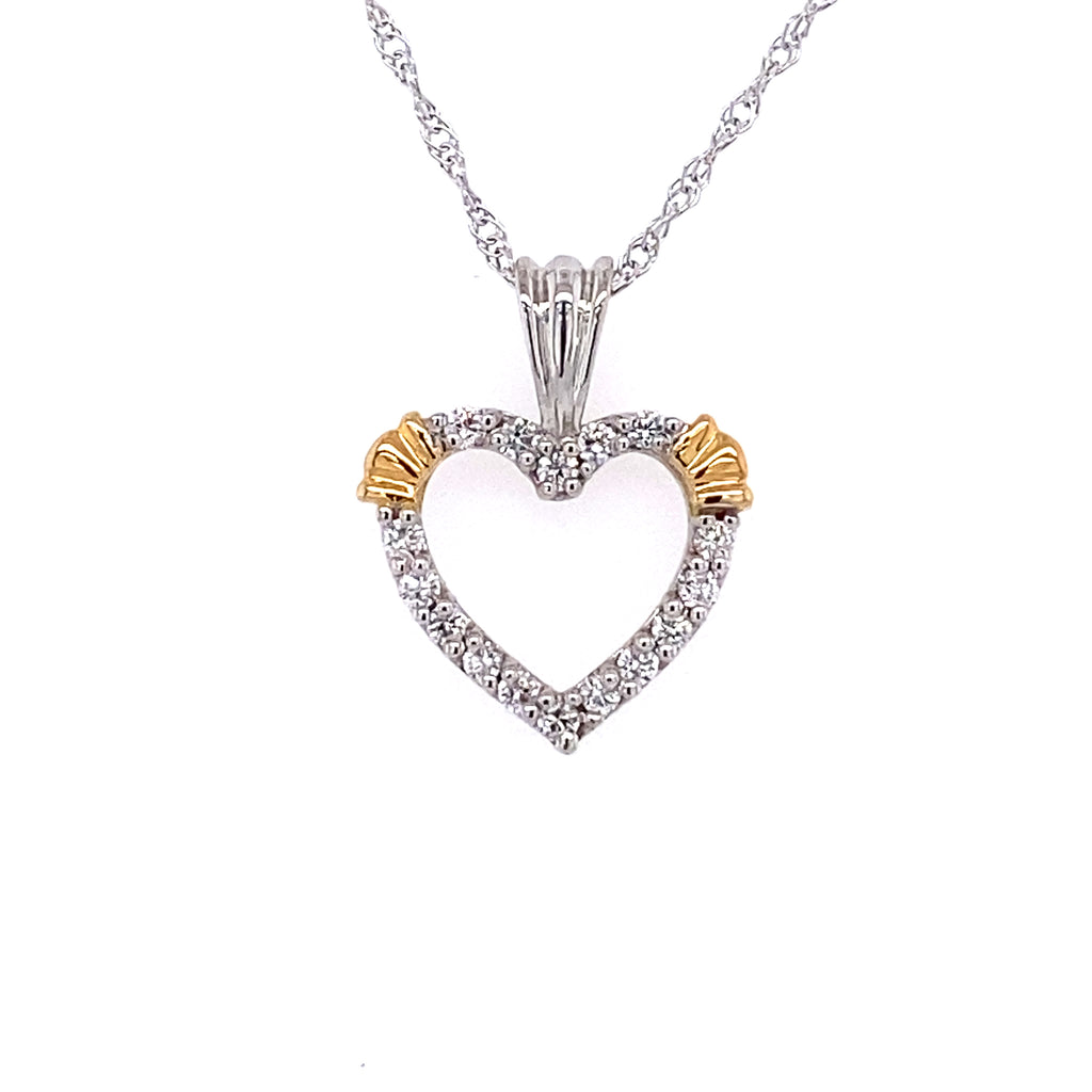 ladies 14k 2 tone diamond hear