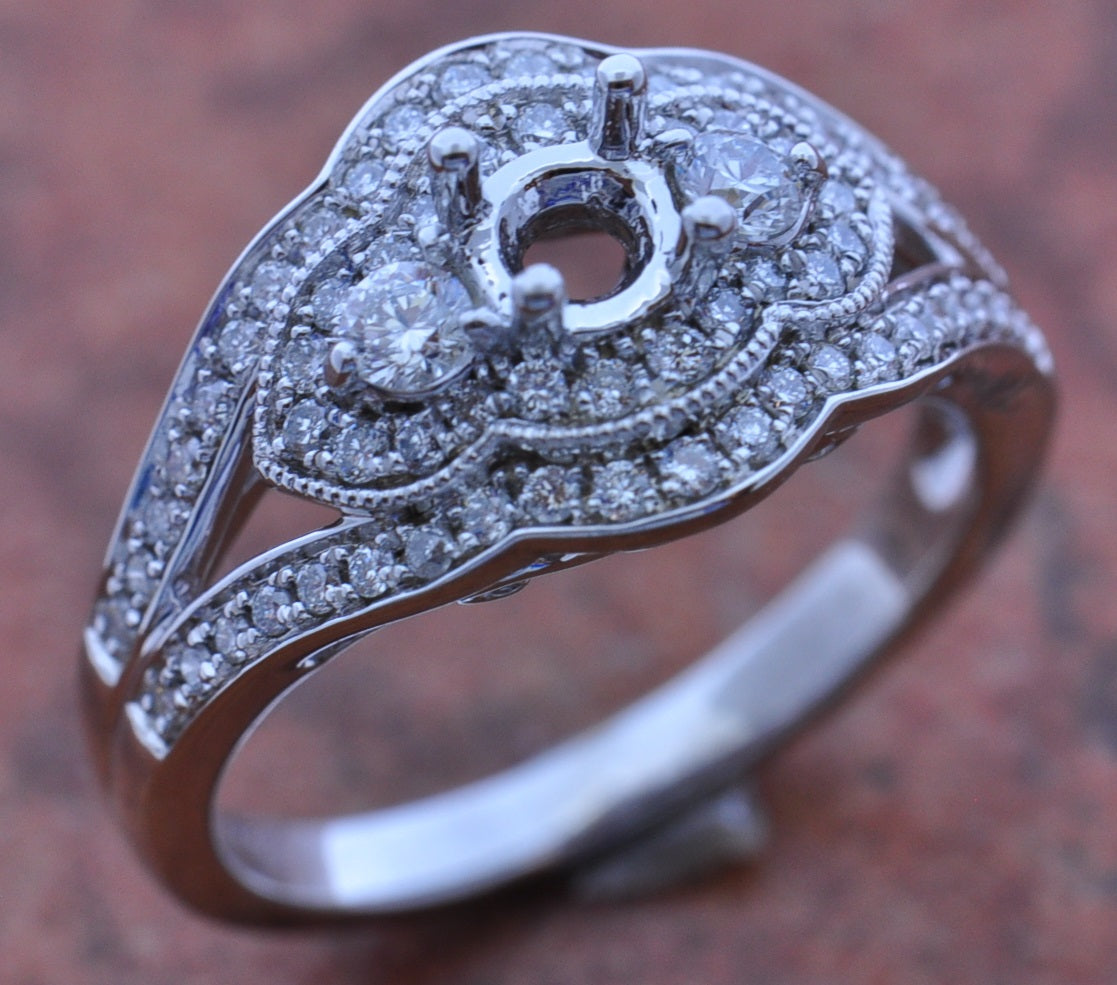 Vintage 14k White Gold Engagement Ring 140-611..