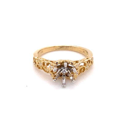 Filigree Style 14k Yellow Gold Engagement Ring  140-828