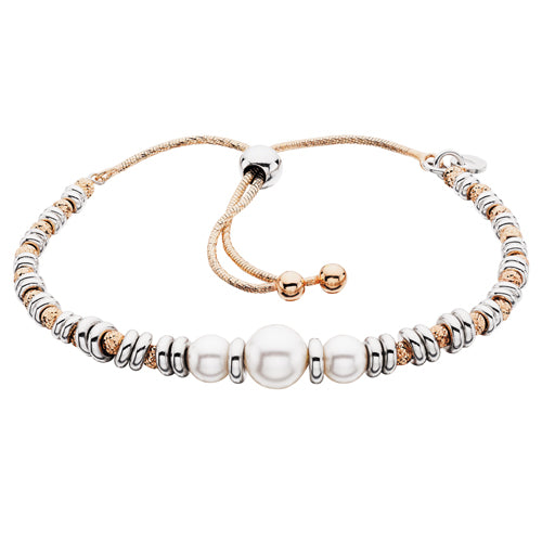 Beautiful Sterling Silver Pearl Bolo Bracelet 610-861