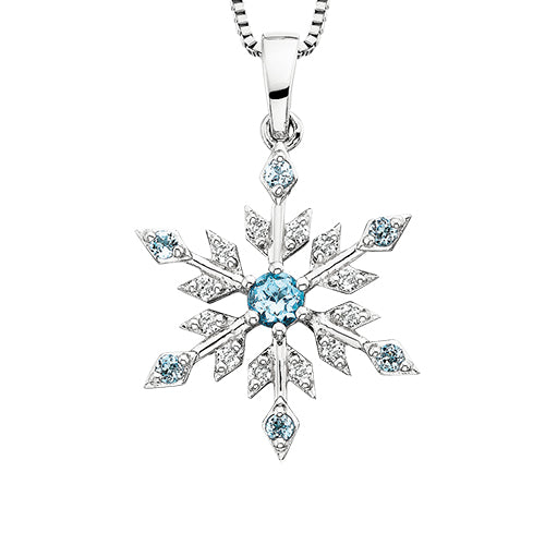 Blue & White Topaz Snowflake Necklace 653-463