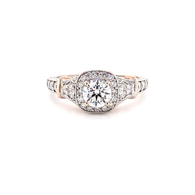 Ornate 14k Rose & White Gold Engagement Ring with (LG) Center Diamond 100-713