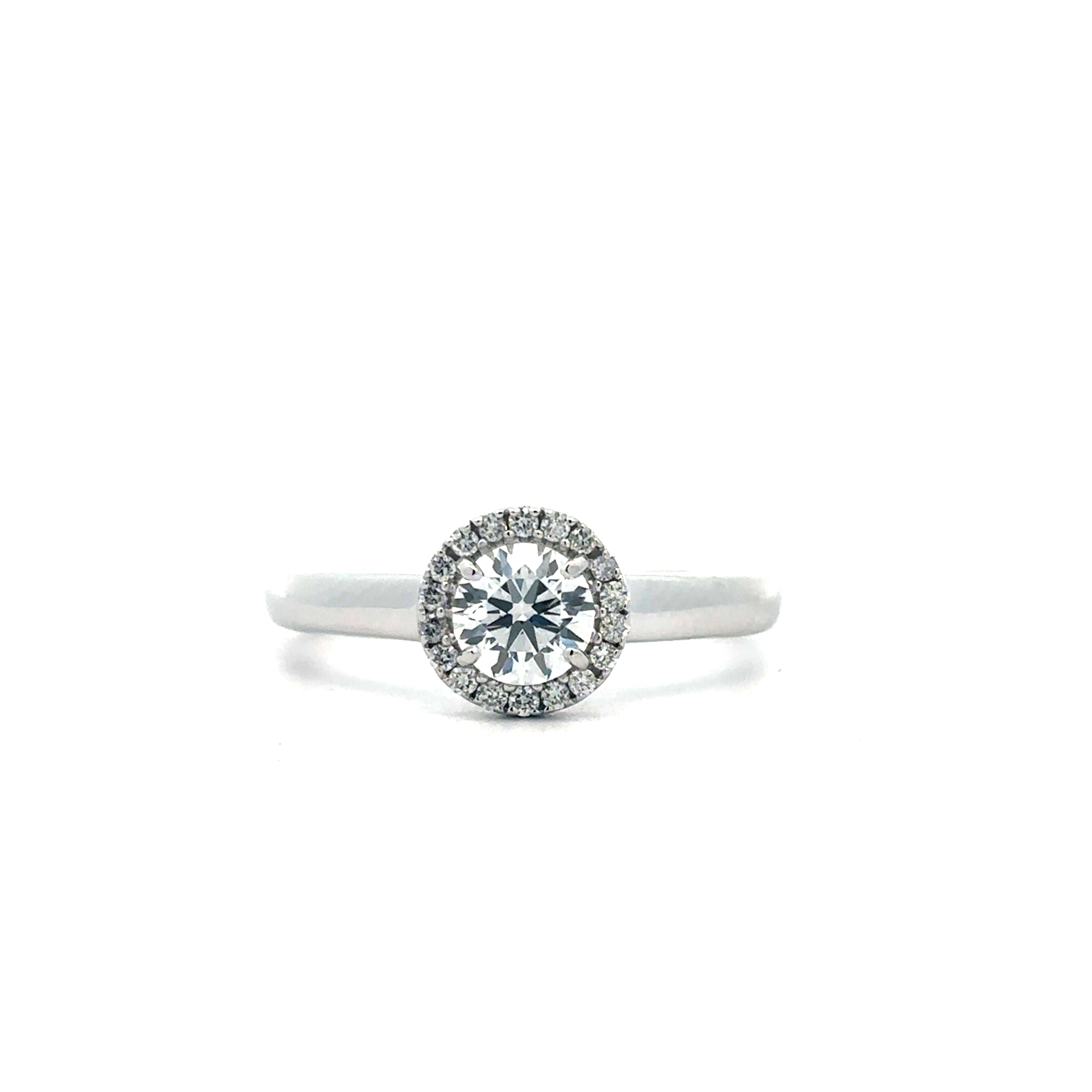 Simple 14k White Gold Halo Engagement Ring 100-829