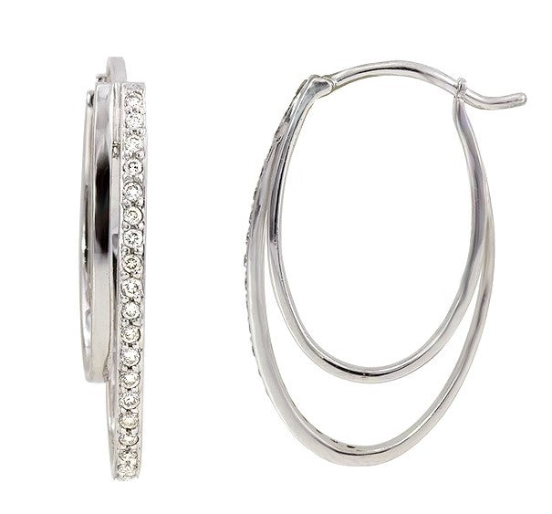 White Gold Double Hoop Earrings 150-1159