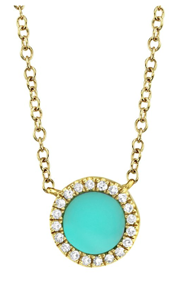 14K Tourquoise & Diamond Necklace 230-710