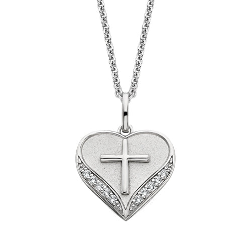 Sterling Silver White Topaz Cross Necklace 653-537