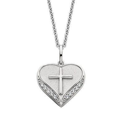 Sterling Silver White Topaz Cross Necklace 653-488