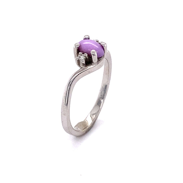 Old Style 10k White Gold Pink Star Sapphire Ring 200-1219