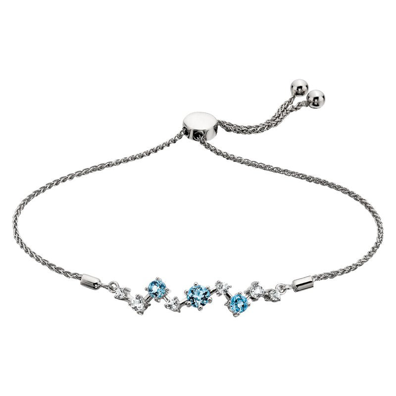 Blue & White Topaz Bolo Bracelet 610-862