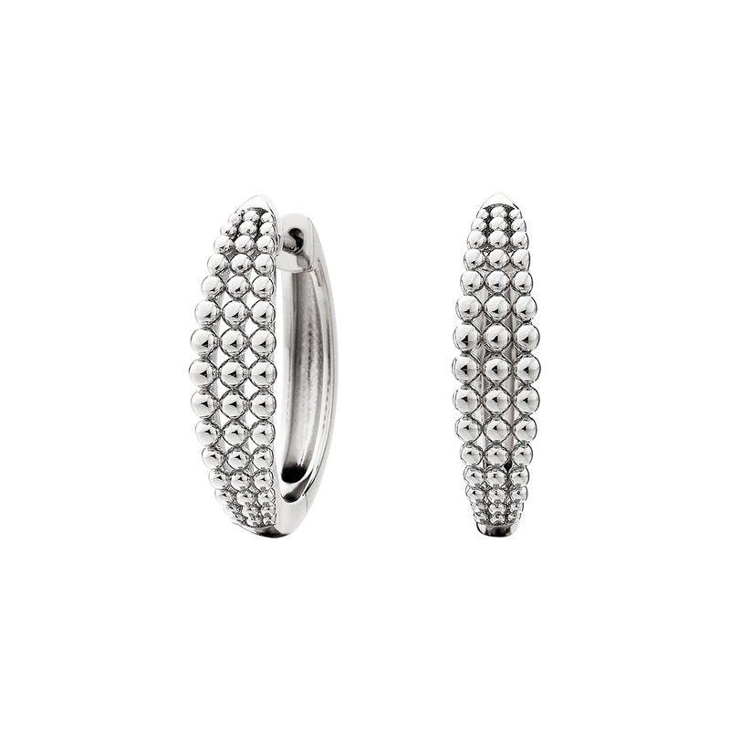 Sterling Silver Beaded Hoop Earrings 645-985