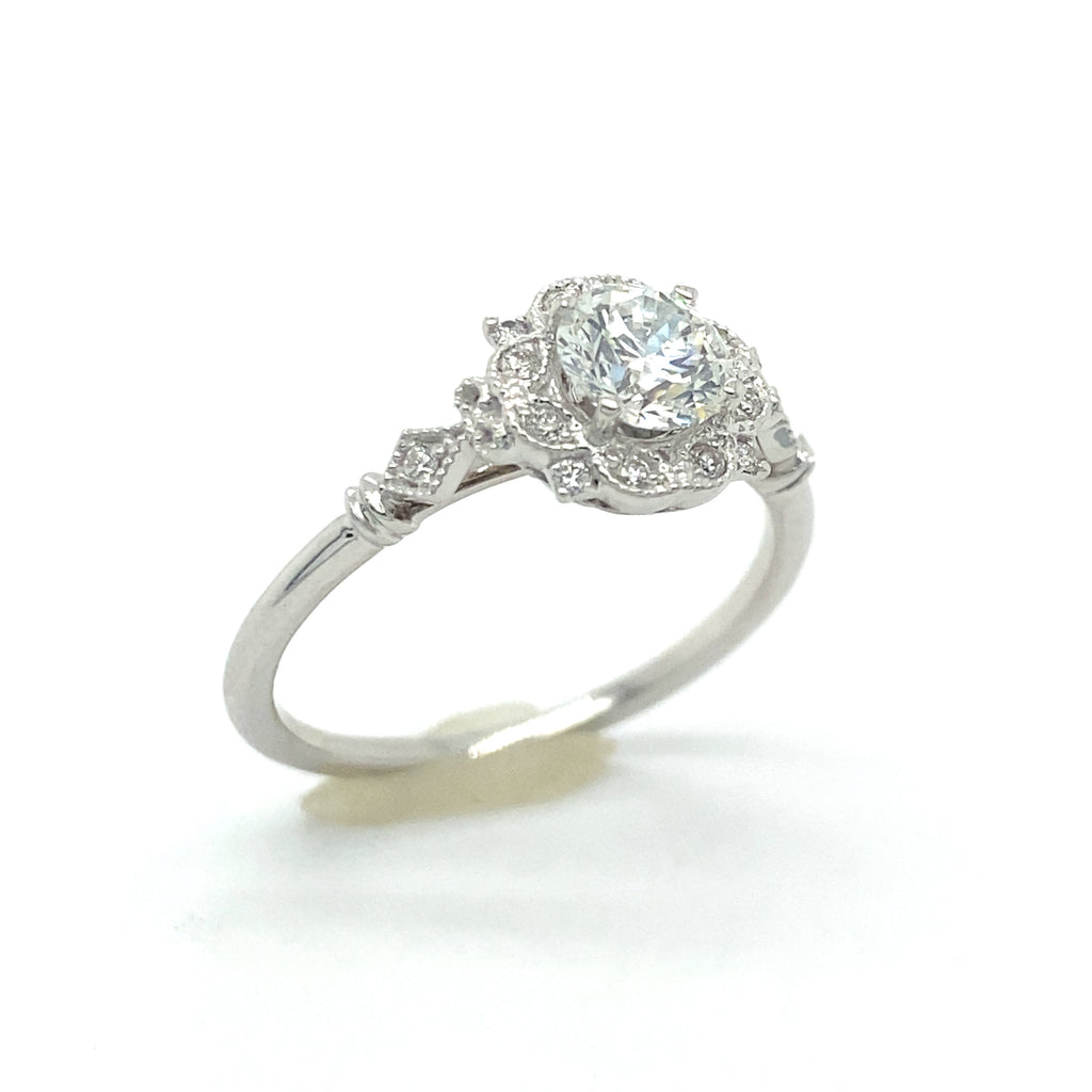 Elegant14k White Gold  Diamond Engagement Ring 140-1001