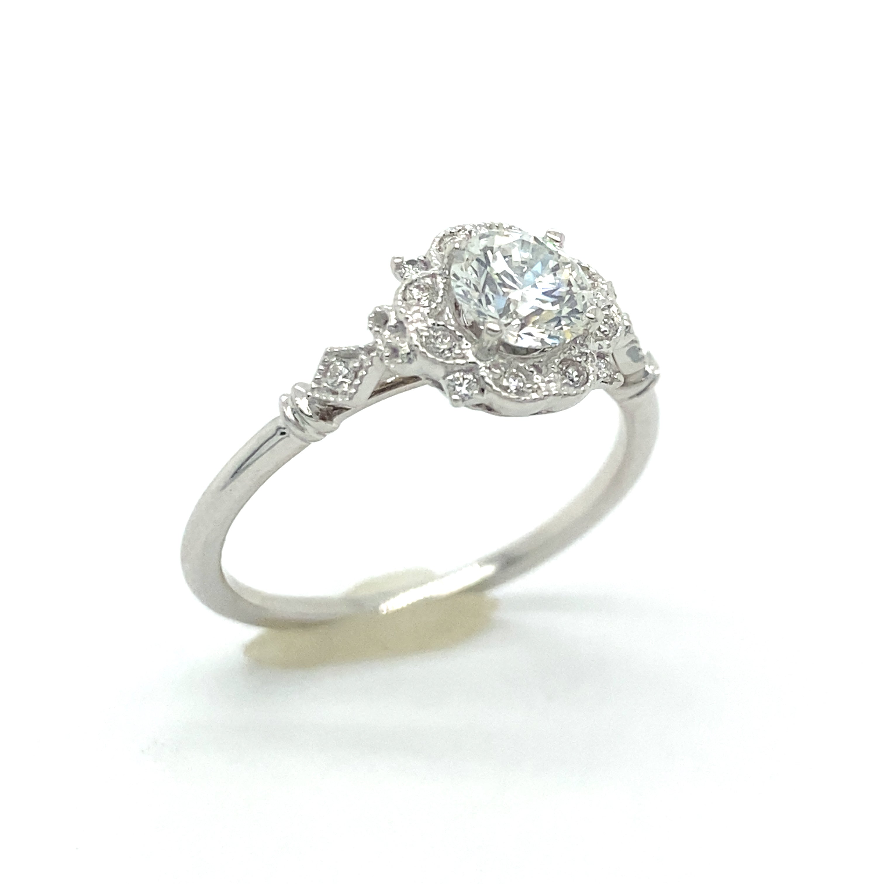 Elegant14k White Gold  Diamond Engagement Ring 140-1001