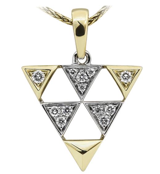 Geometric 14k 2-Tone Diamond Pendant 160-1133