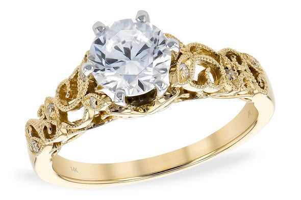 Filigree Style 14k Yellow Gold Engagement Ring  140-828