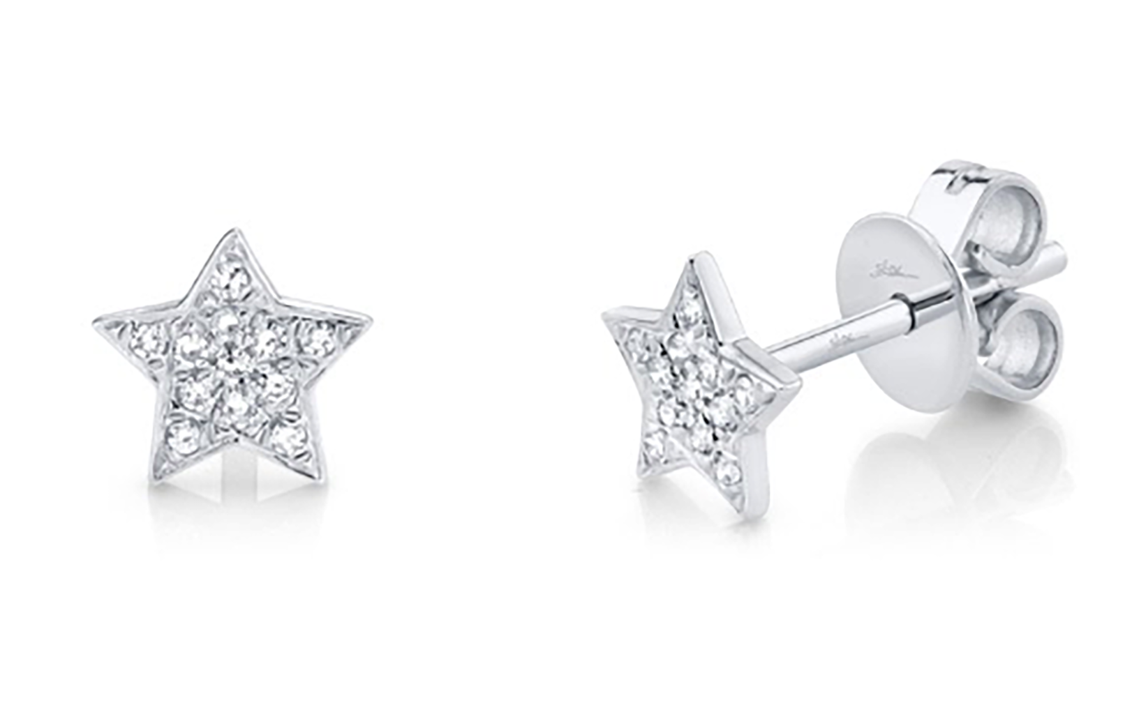 Cute 14KW Diamond Star Earrings 150-1118