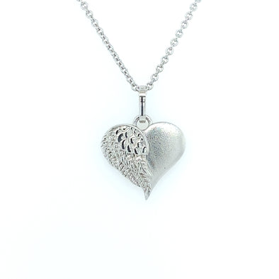 Sterling Silver Heart with Feather Necklace 653-352