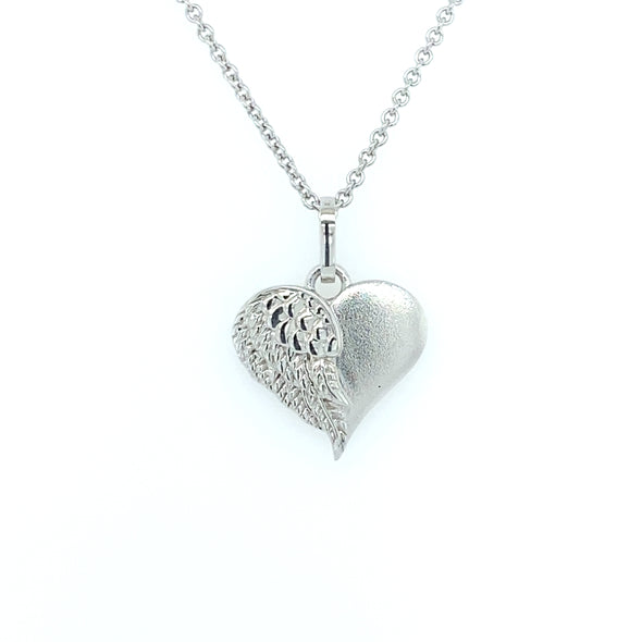 Sterling Silver Heart with Feather Necklace 653-352