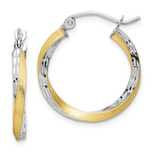 Beautiful Two Tone Twisted Hoop Earrings 425-899