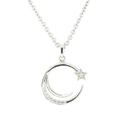 Sterling Silver & Diamond Shooting Star Necklace 653-572