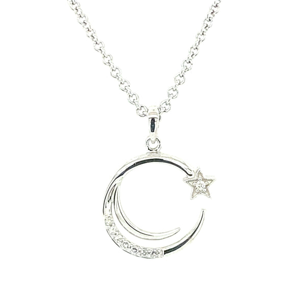 Sterling Silver & Diamond Shooting Star Necklace 653-414