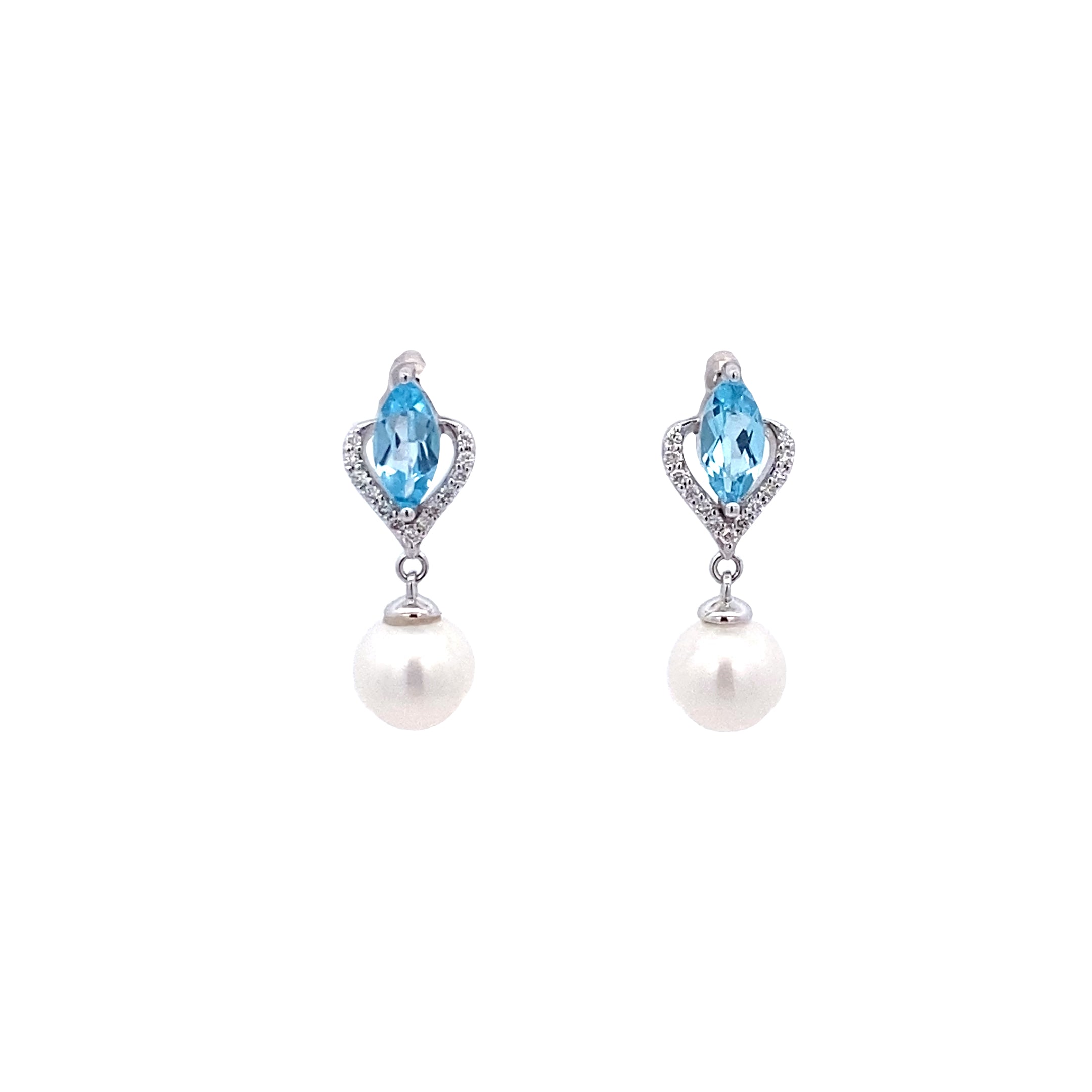 Elegant Blue Topaz & Pearl Earrings 210-698