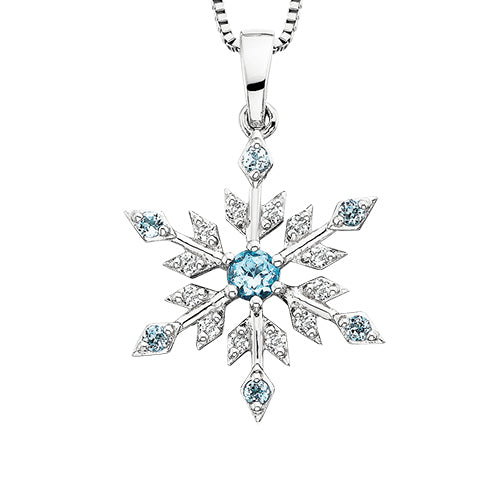 Blue & White Topaz Snowflake Necklace 653-465