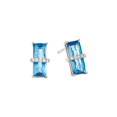 Stunning Blue Topaz & Diamond Earrings 210-696