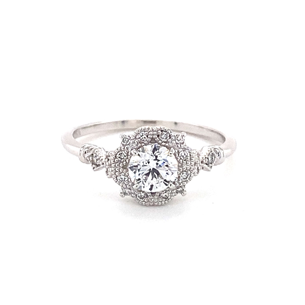 Elegant14k White Gold  Diamond Engagement Ring 140-1001