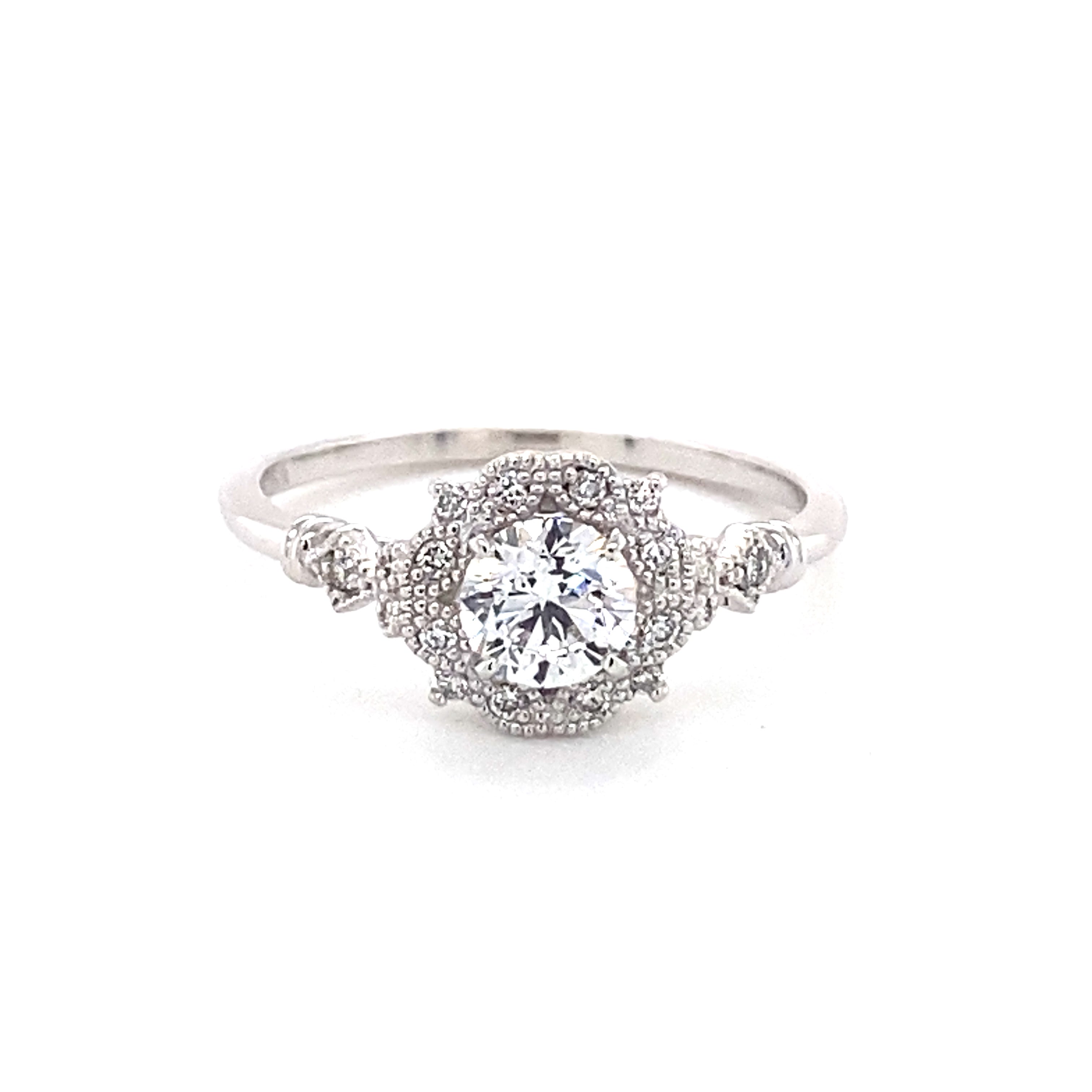 Elegant14k White Gold  Diamond Engagement Ring 140-1001