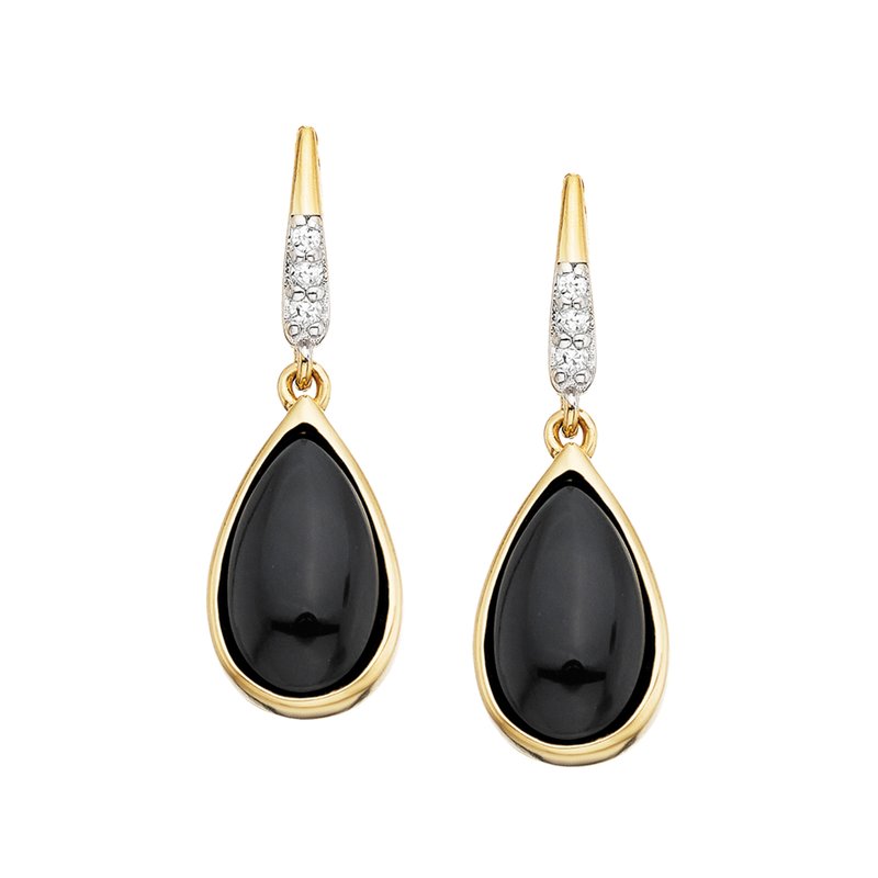 Onyx and Diamond Vermeil Earrings 645-953